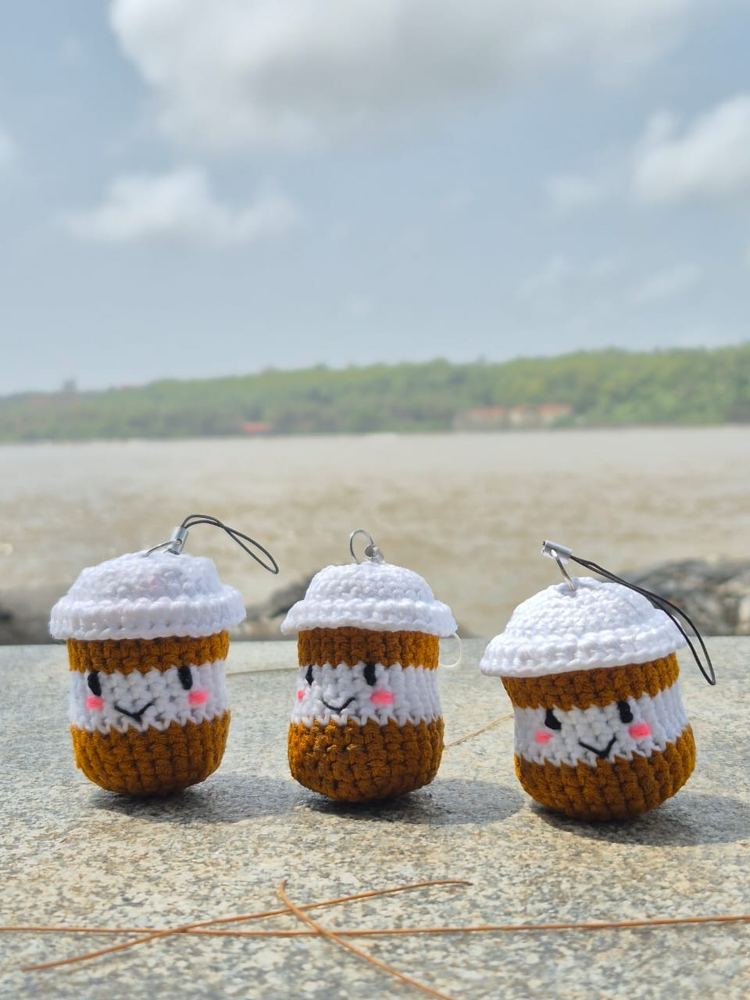 Crochet coffee cup charms